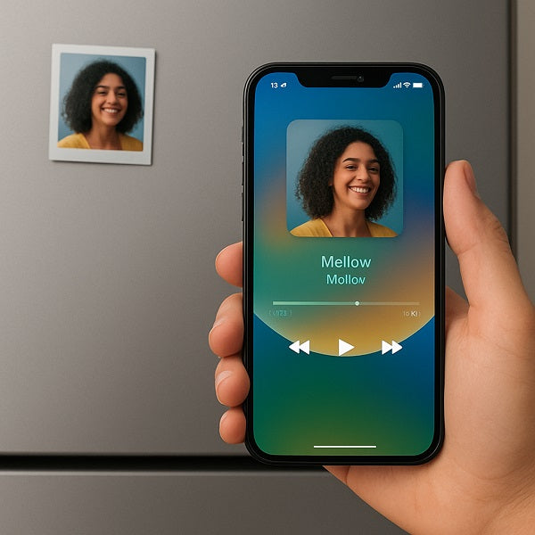 Scanning a custom photo magnet with an iPhone to play music via NFC chip